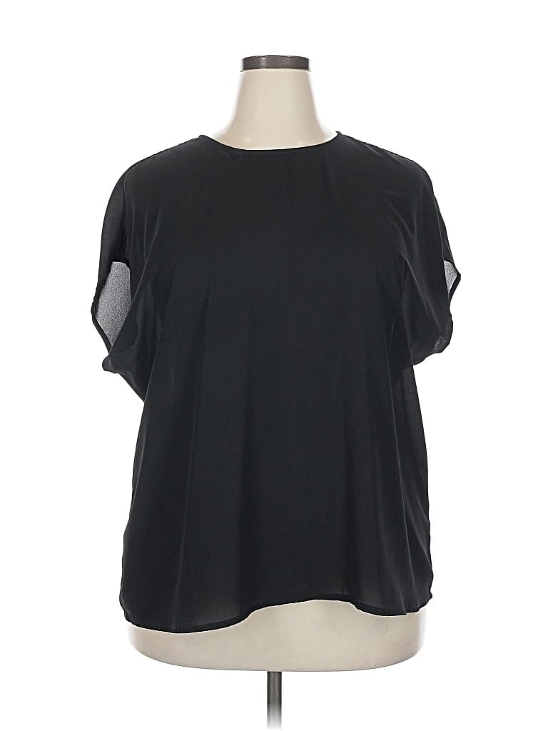 Pre-owned Halogen Short Sleeve Top Black Cold Shoulder Neckline Tops