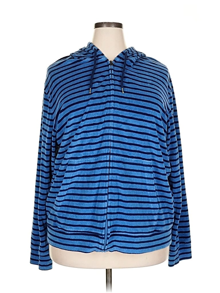 Pre-owned Lands' End Zip Up Hoodie In Blue