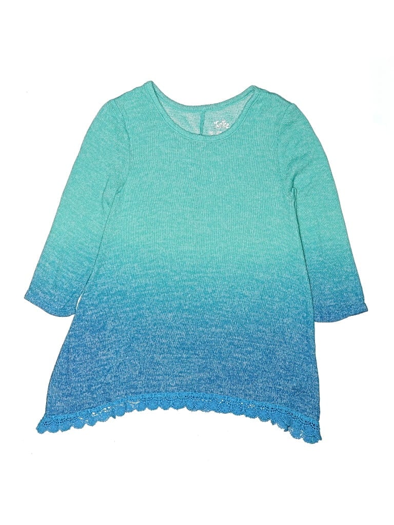 Pre-owned Justice Kids' 3/4 Sleeve Top Blue Boatneck Tops