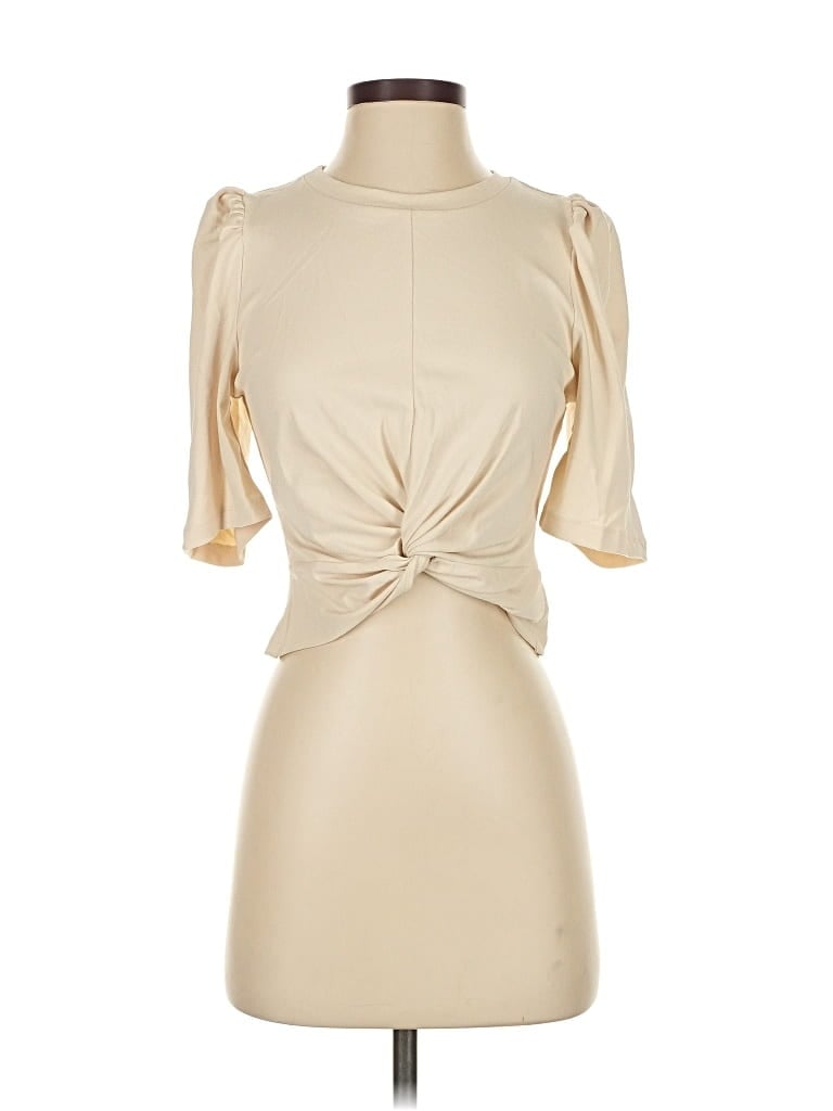 Pre-owned Endless Rose Short Sleeve Top Ivory Keyhole Neckline Tops In White