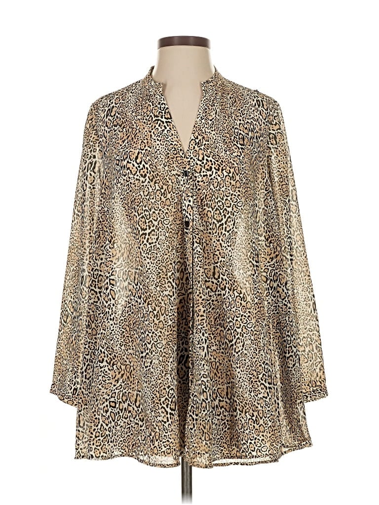 Pre-owned Chico's Long Sleeve Blouse In Brown