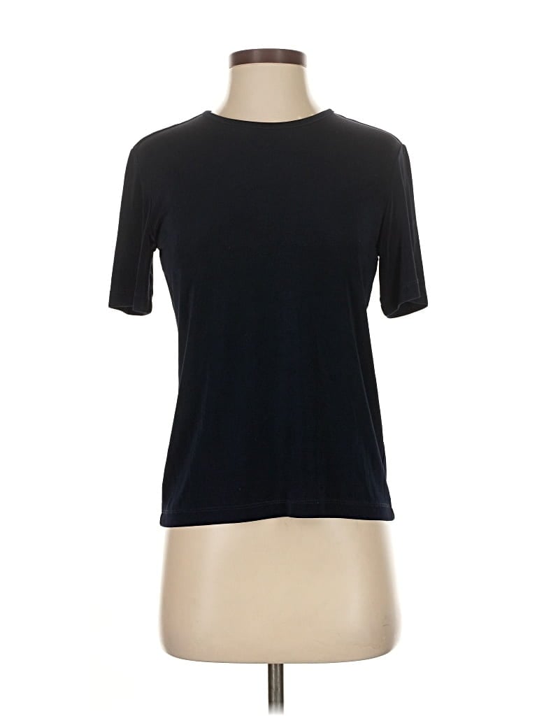 Pre-owned Travelers By Chico's Short Sleeve Top Black Crew Neck Tops