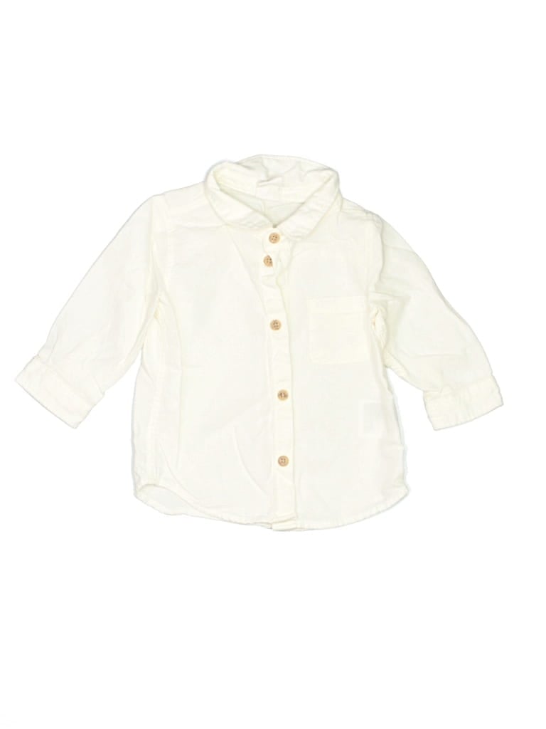 Pre-owned H&m Babies' Long Sleeve Button Down Shirt In White
