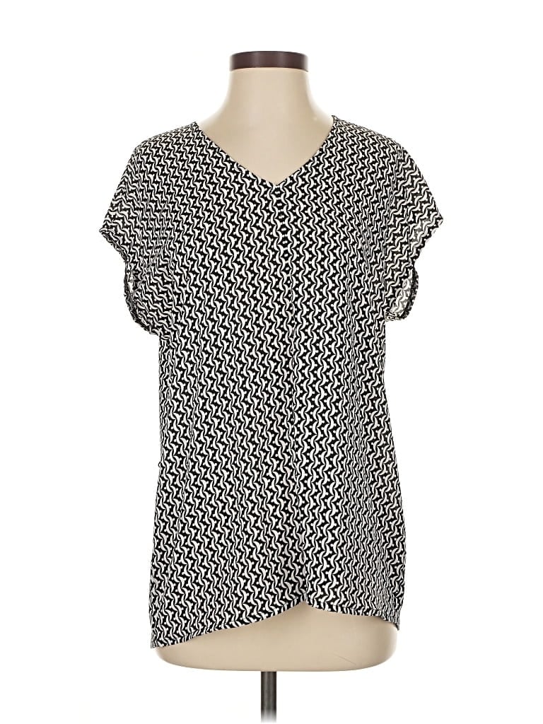Pre-owned Ann Taylor Short Sleeve Blouse In Silver