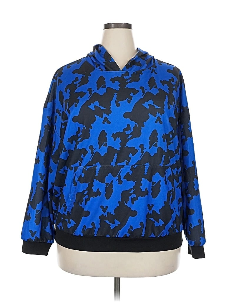 Pre-owned Shein Curve Pullover Hoodie In Blue