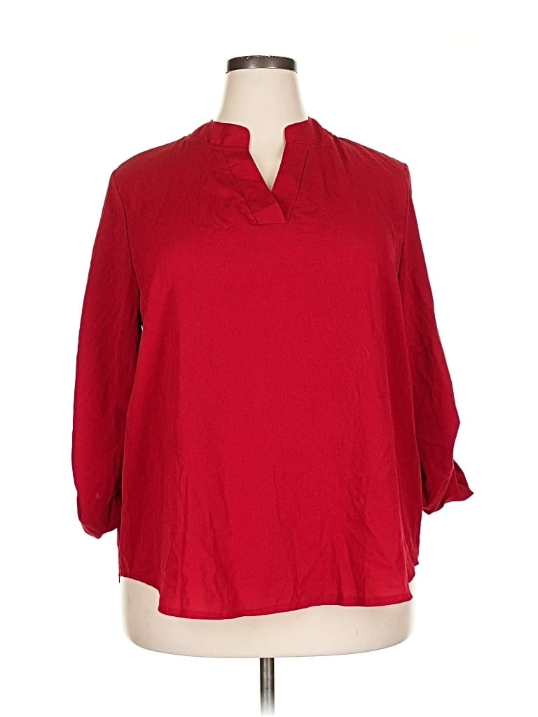 Pre-owned Assorted Brands 3/4 Sleeve Blouse In Red