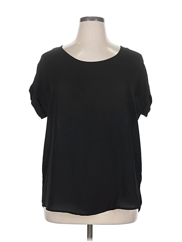 Pre-owned Pleione Short Sleeve Blouse In Black
