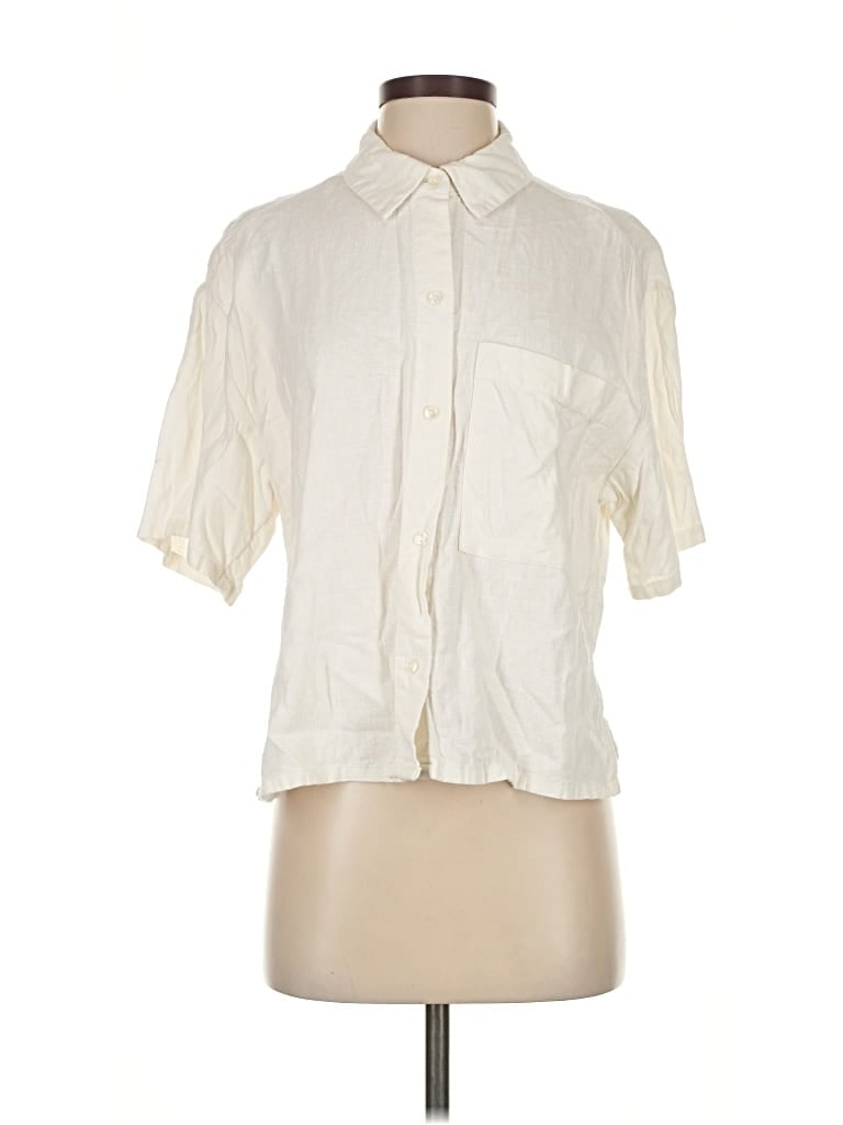 Pre-owned Abercrombie & Fitch Short Sleeve Blouse In White