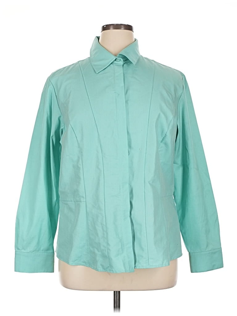 Pre-owned Coldwater Creek Long Sleeve Button Down Shirt In Blue