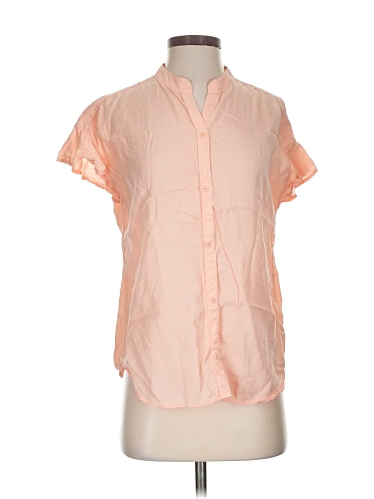 Pre-owned Cloth & Stone X Anthropologie Short Sleeve Blouse In Orange