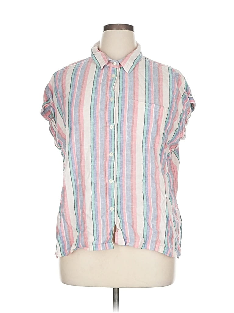 Pre-owned Orvis Short Sleeve Blouse In Pink