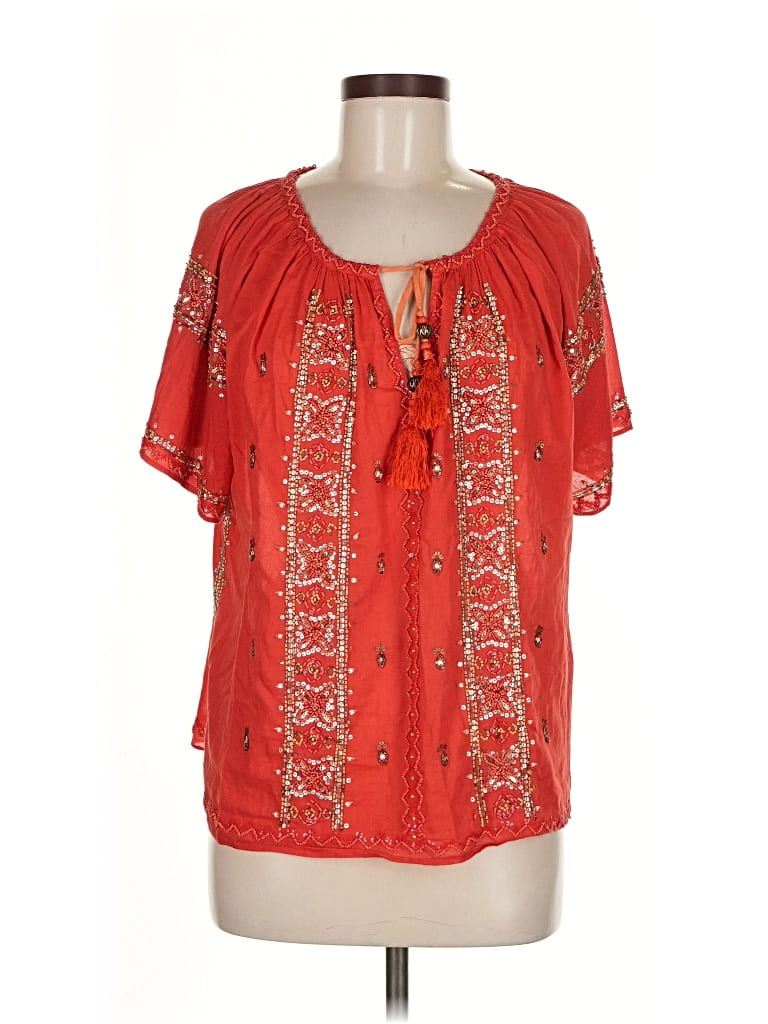 Pre-owned Calypso St Barth Short Sleeve Blouse In Red