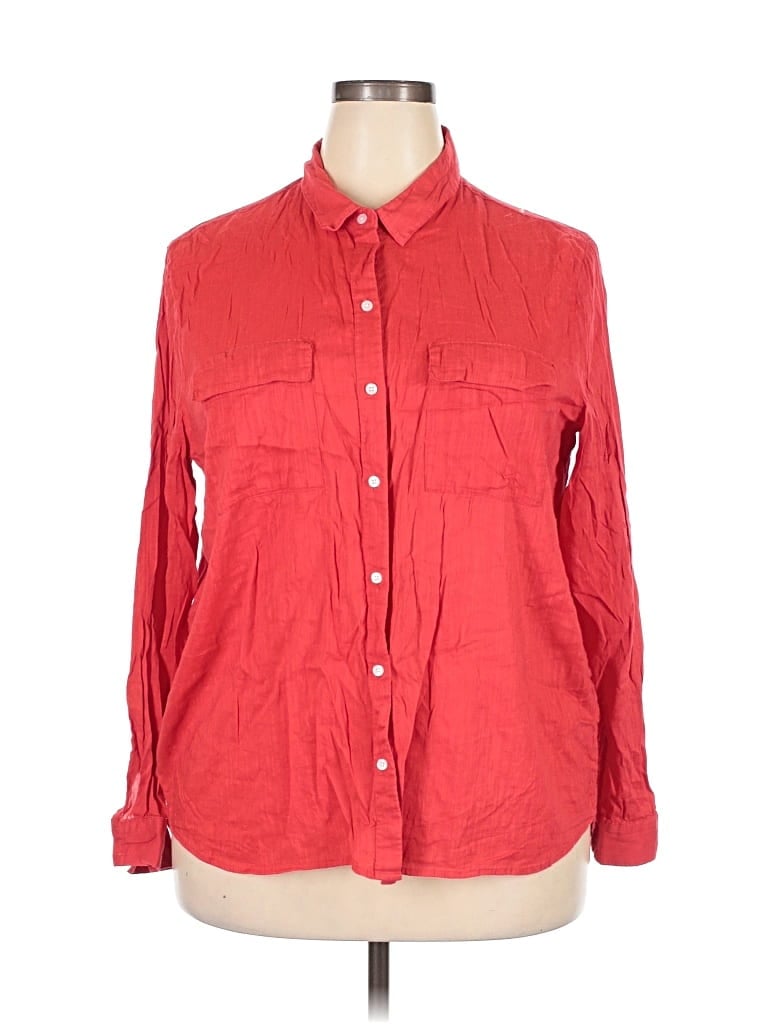 Pre-owned Gap Outlet Long Sleeve Button Down Shirt In Red