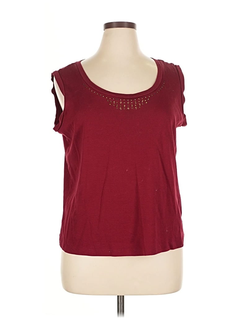 Pre-owned Rafaella Sleeveless T-shirt In Burgundy