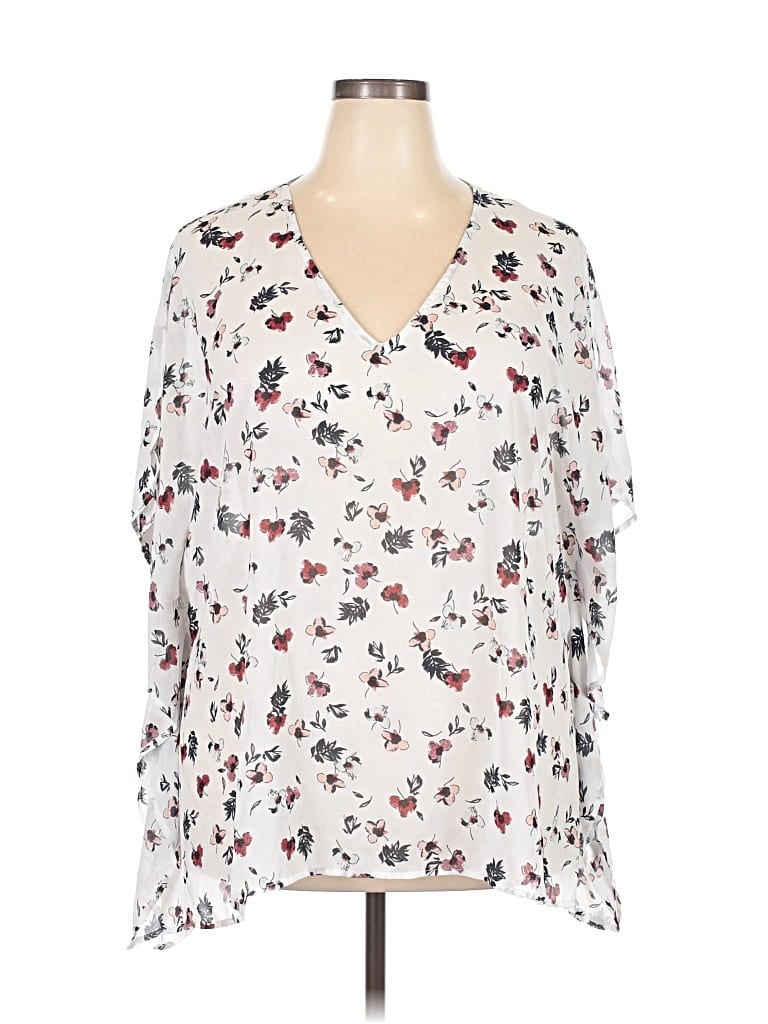 Pre-owned Lane Bryant 3/4 Sleeve T-shirt In White