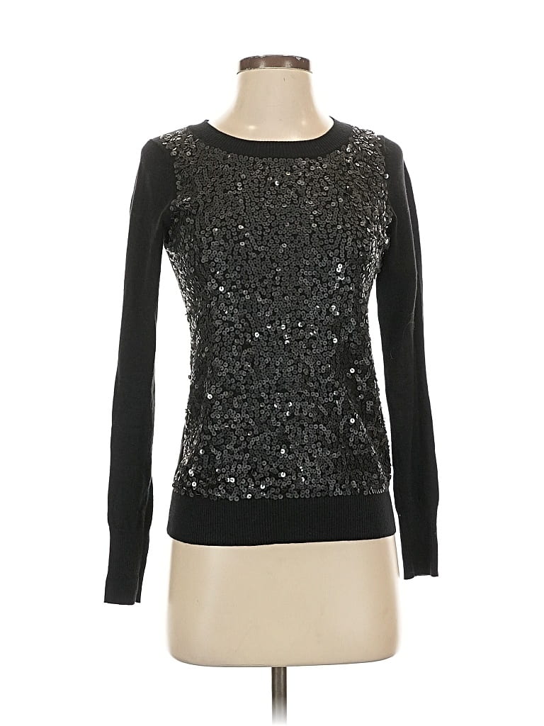 Pre-owned Express Long Sleeve Top Silver Crew Neck Tops