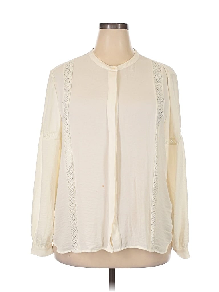 Pre-owned Gap Long Sleeve Blouse In White