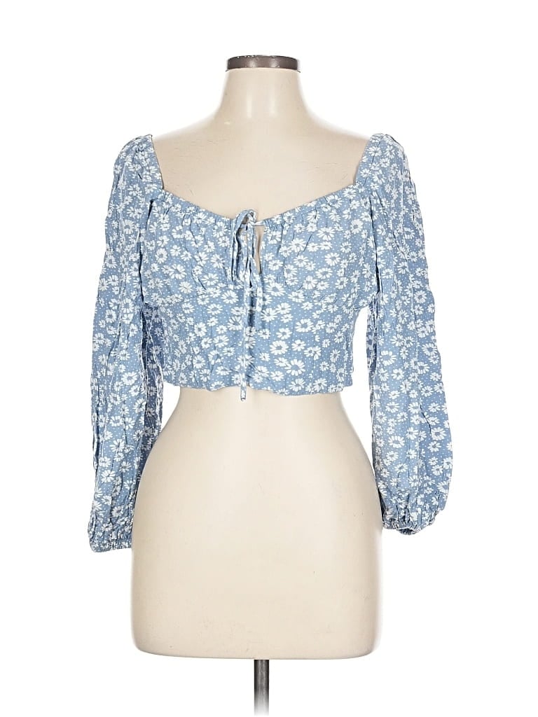 Pre-owned Wild Fable 3/4 Sleeve Blouse In Blue