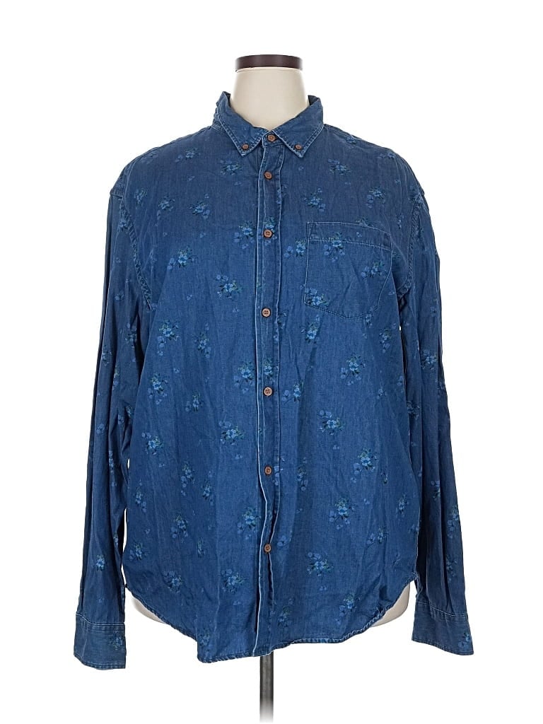 Pre-owned Old Navy Long Sleeve Button Down Shirt In Blue