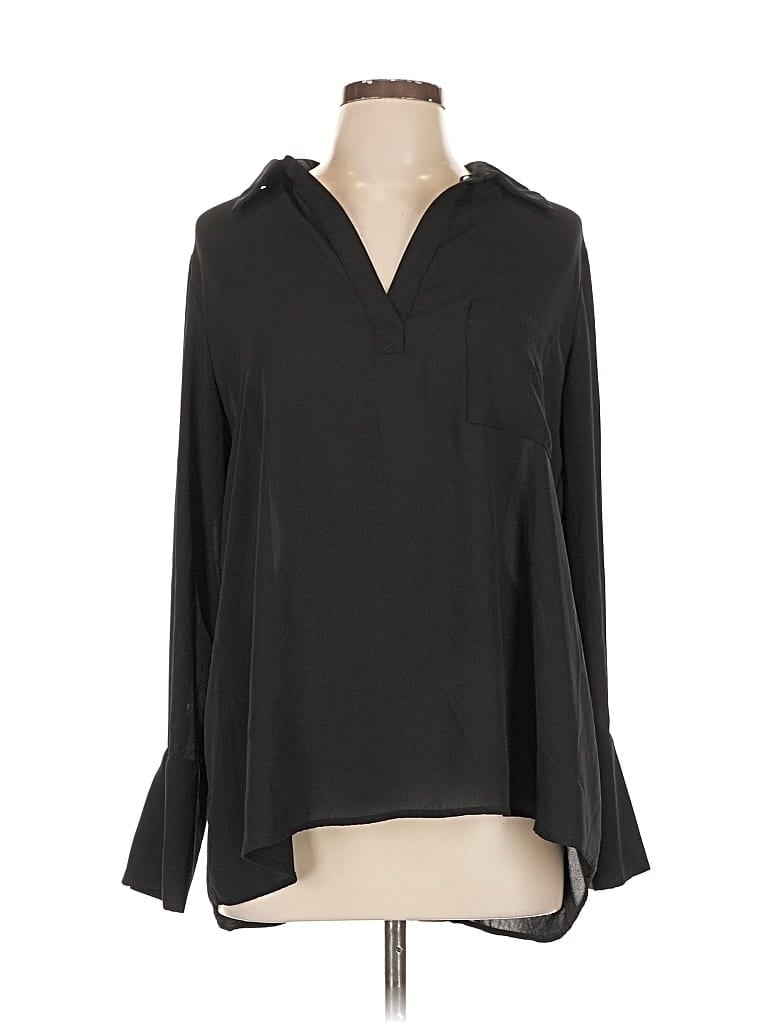 Pre-owned Pleione Long Sleeve Blouse In Black