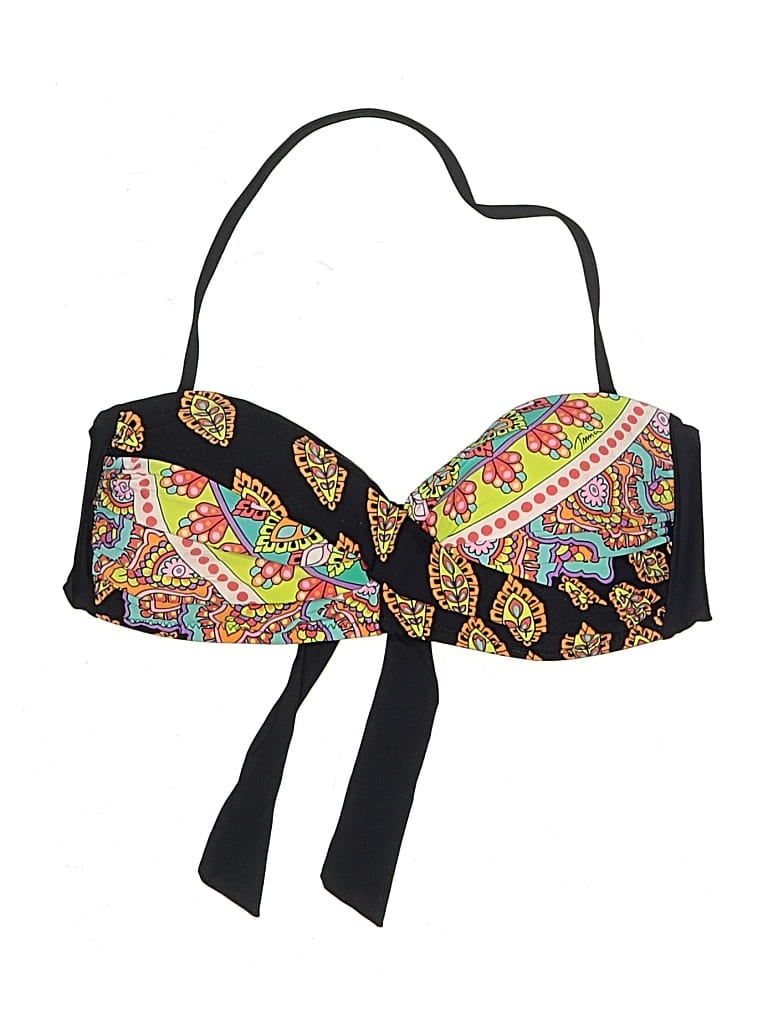 Pre-owned Trina Turk Swimsuit Top Black Paisley Pattern Swimwear