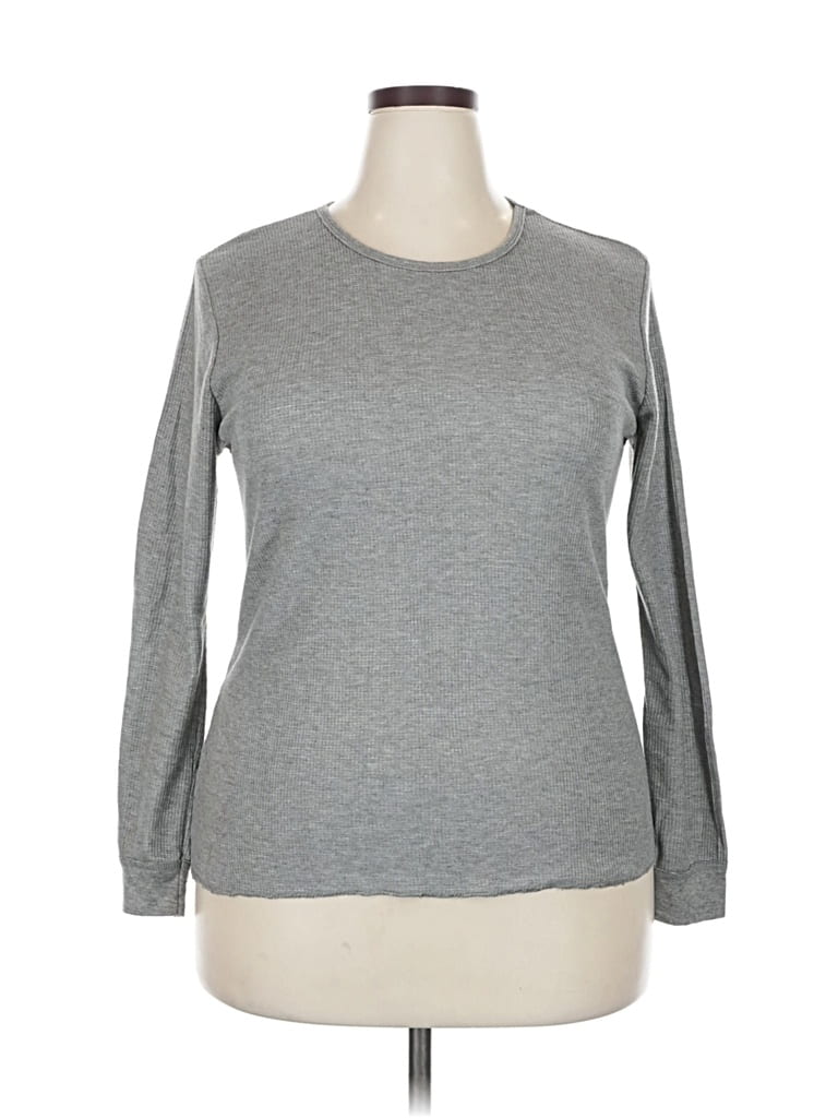 Pre-owned Fruit Of The Loom Long Sleeve T-shirt In Gray