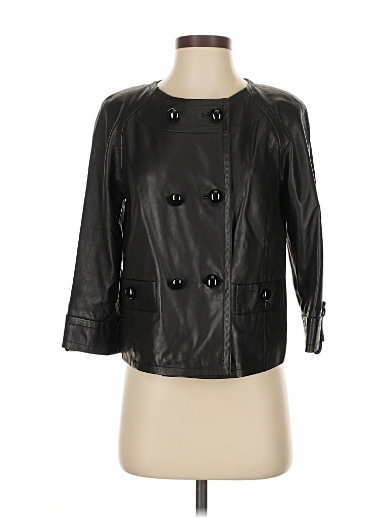Pre-owned Talbots Leather Jacket In Black