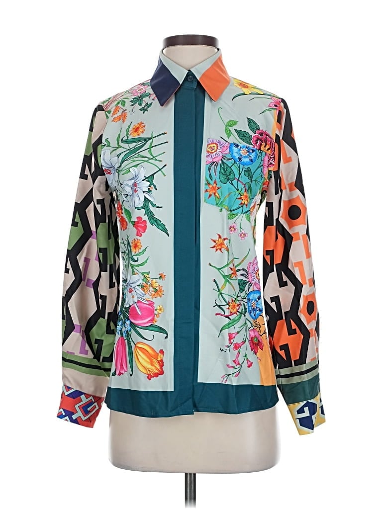 Pre-owned Assorted Brands Long Sleeve Blouse In Blue