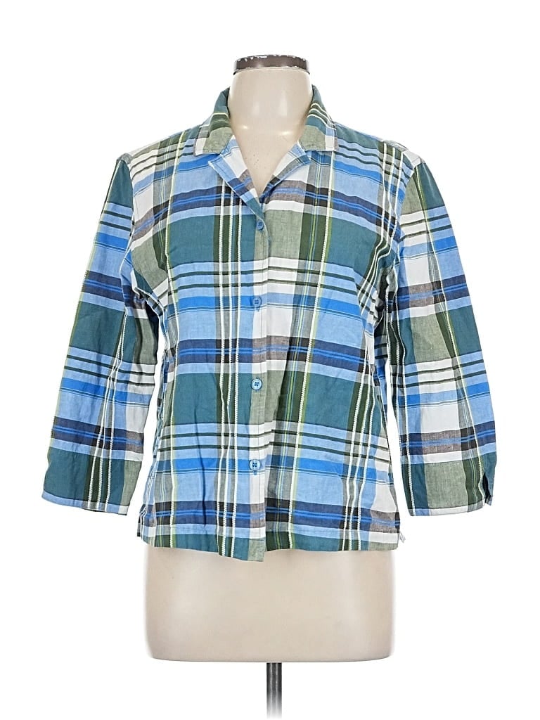 Pre-owned Lemon Grass 3/4 Sleeve Button Down Shirt In Blue