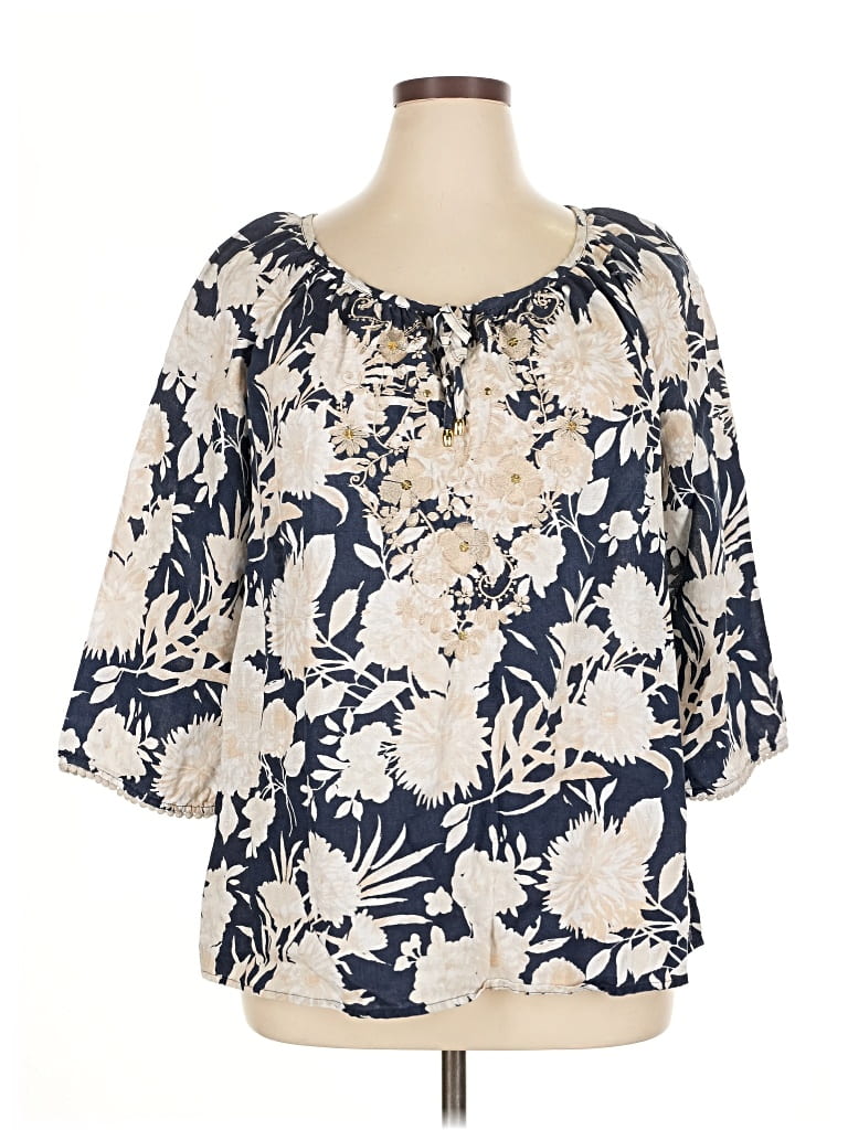 Pre-owned Charter Club 3/4 Sleeve Blouse In White