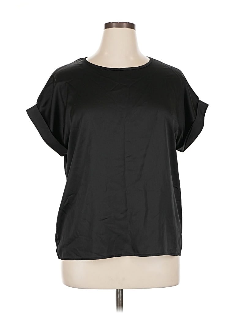 Pre-owned Emery Rose Short Sleeve Top Black Boatneck Tops