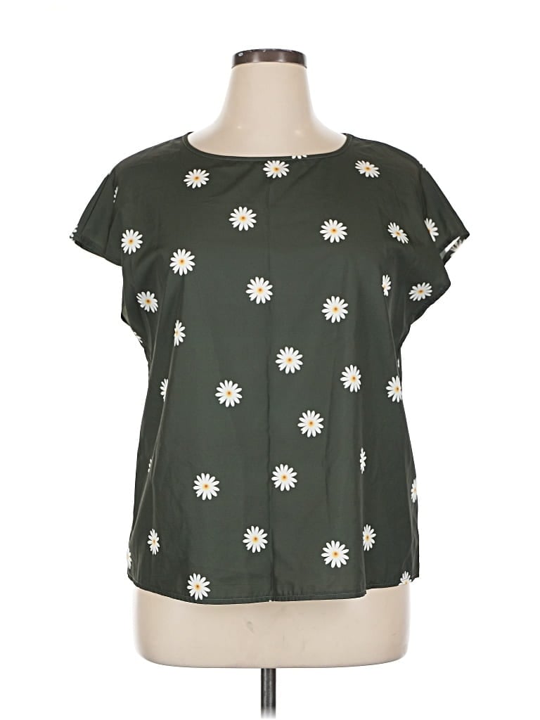 Pre-owned Emery Rose Short Sleeve Blouse In Green