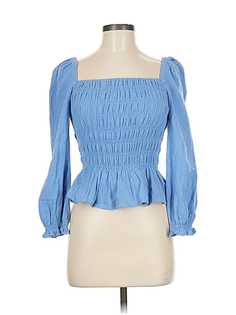 Pre-owned J.crew Factory Store 3/4 Sleeve Blouse In Blue