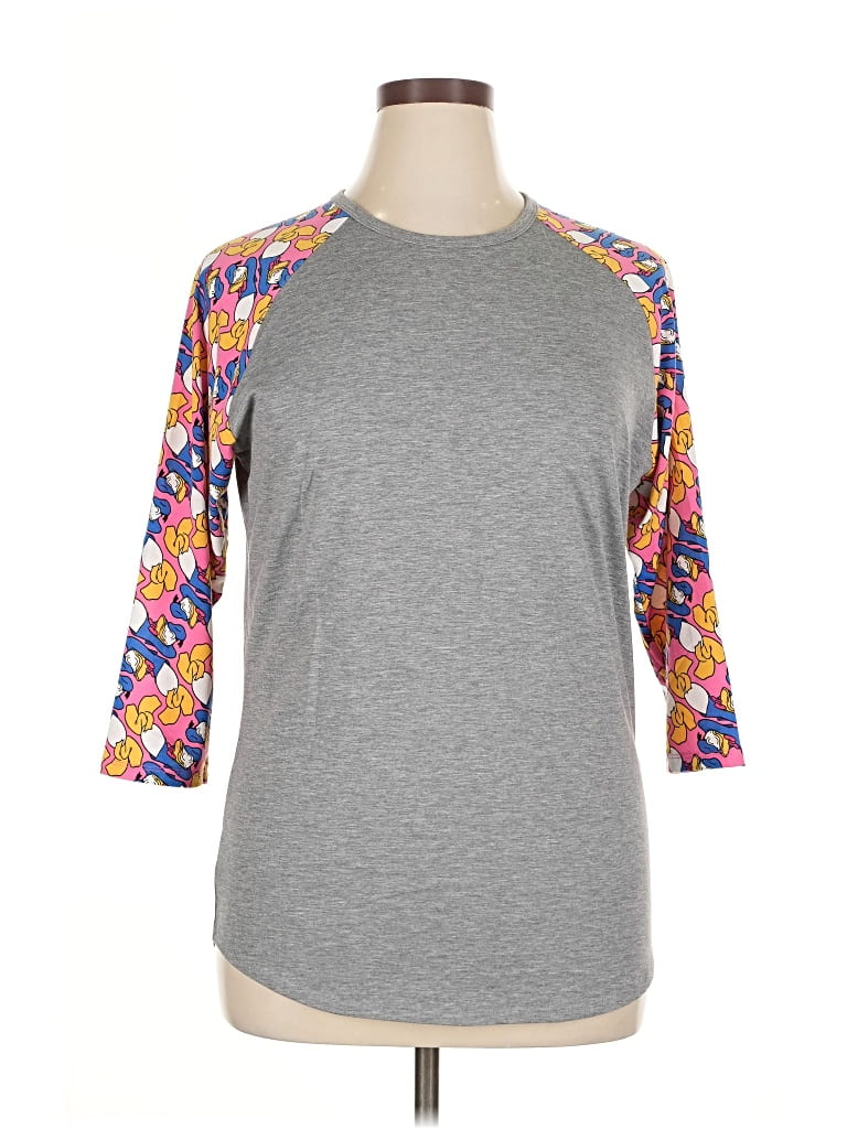 Pre-owned Lularoe 3/4 Sleeve T-shirt In Gray