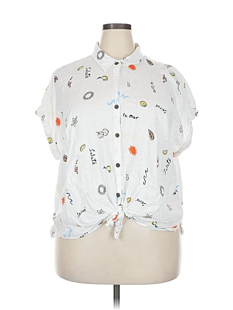 Pre-owned Sonoma Goods For Life Short Sleeve Button Down Shirt In White