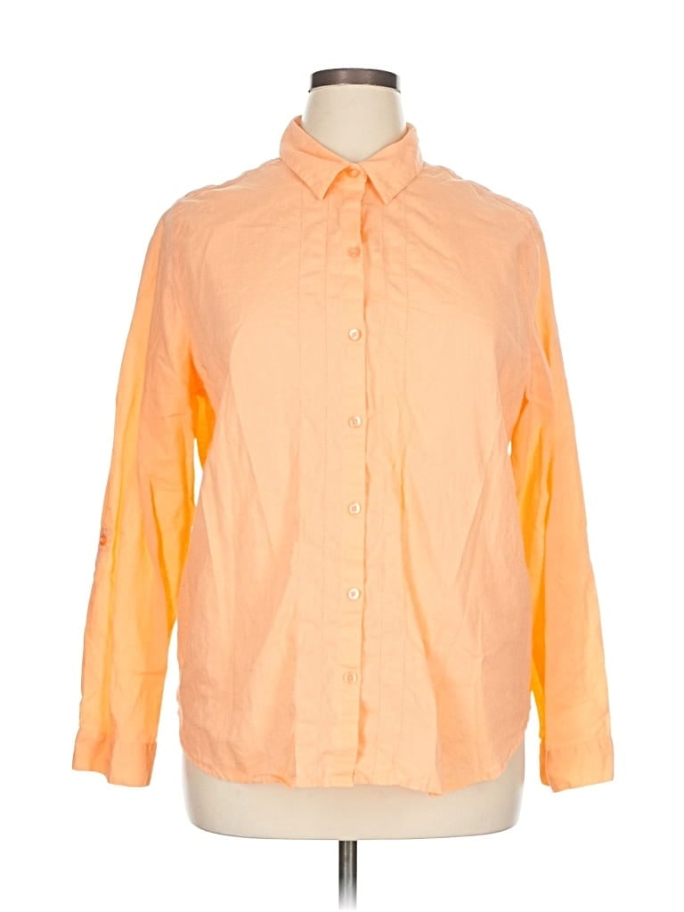 Pre-owned Kim Rogers Long Sleeve Button Down Shirt In Orange