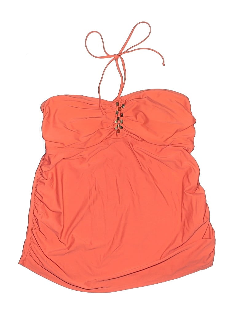 Pre-owned Liz Lange Maternity Swimsuit Top Orange Solid Pattern Swimwear