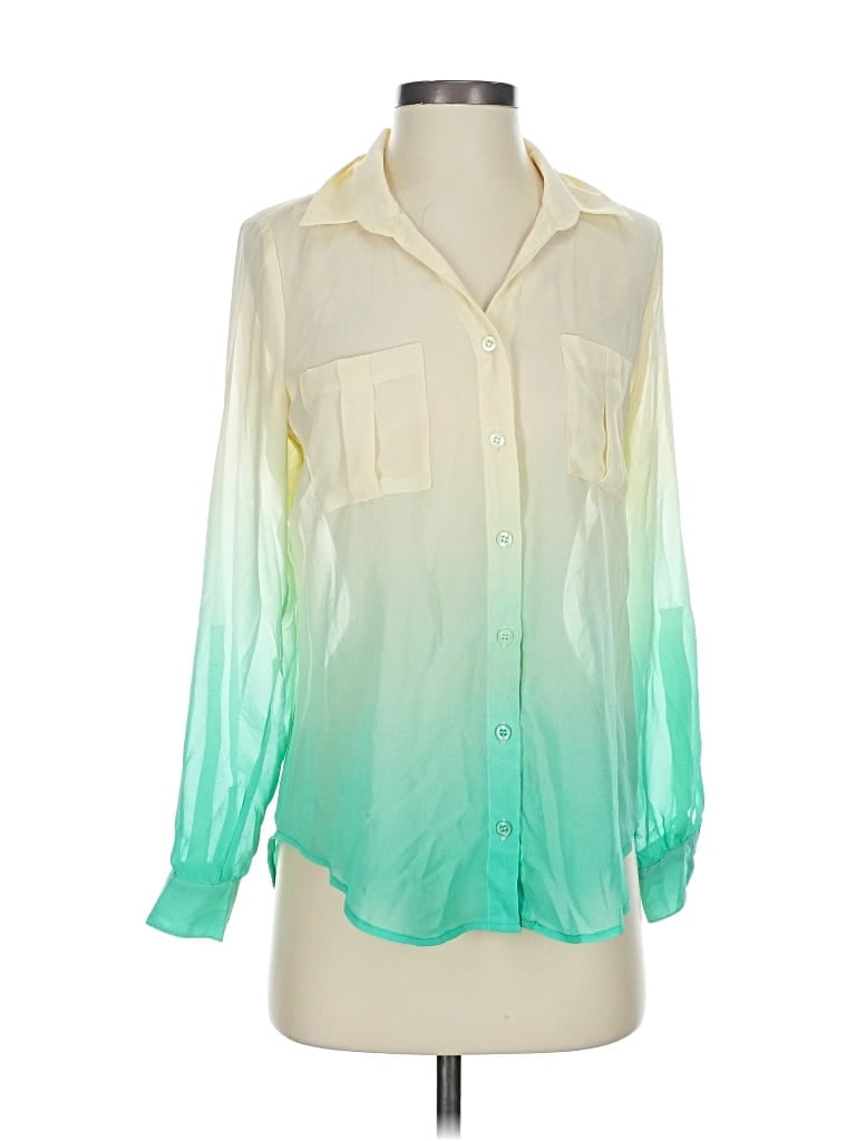 Pre-owned Blu Pepper Long Sleeve Blouse In Green