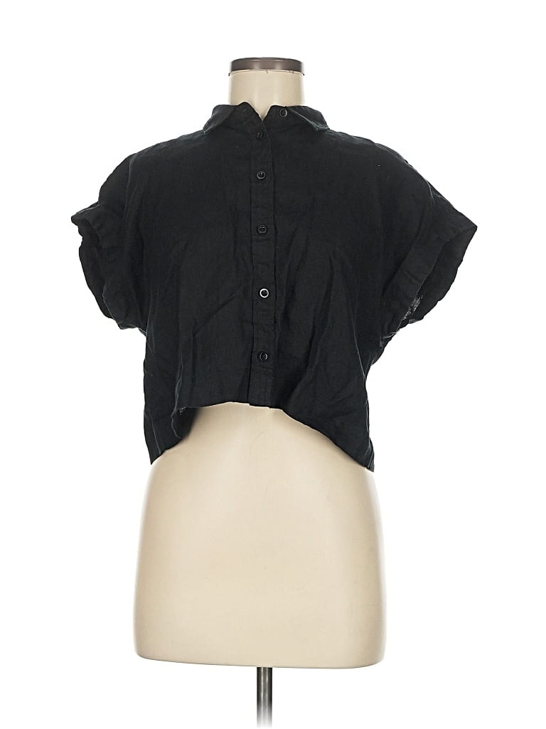 Pre-owned Madewell Short Sleeve Blouse In Black