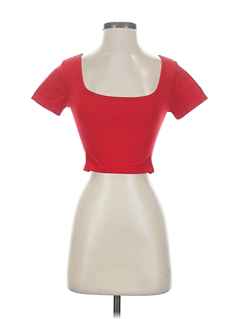 Fabletics Short Sleeve Top Red Sweetheart Neckline Tops