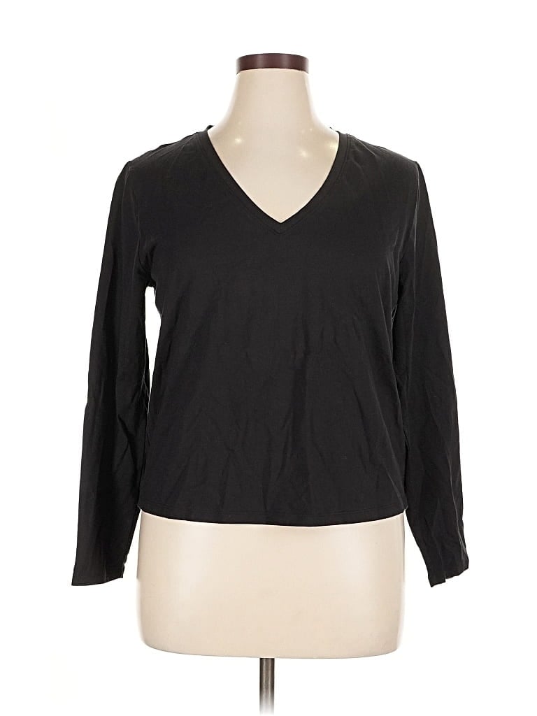 Pre-owned Athleta 3/4 Sleeve T-shirt In Black