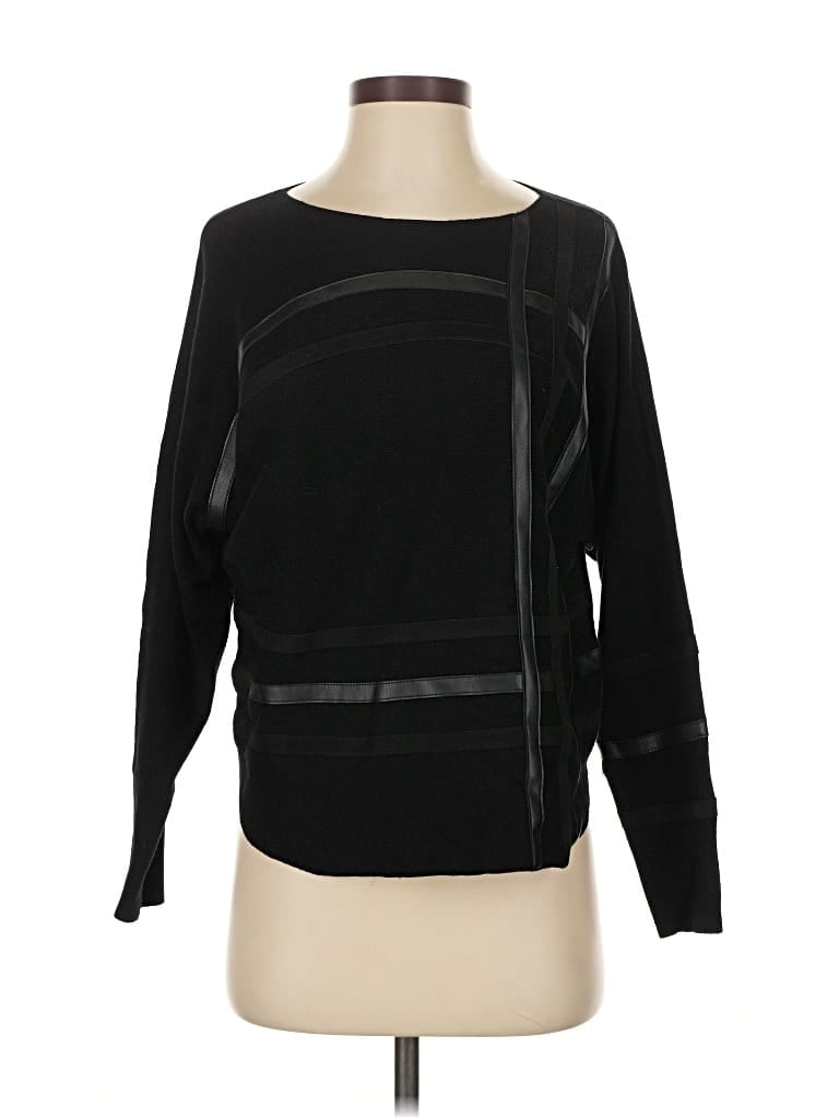 Pre-owned Sioni Long Sleeve Top Black Boatneck Tops