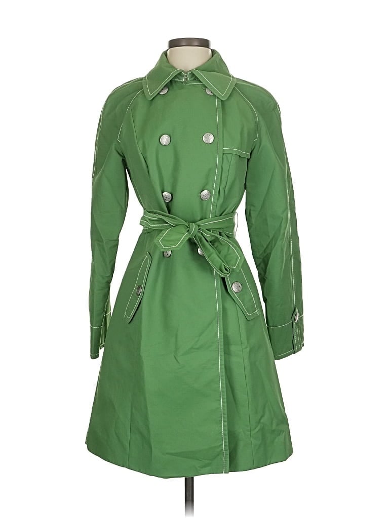 Pre-owned Ann Taylor Loft Trenchcoat In Green