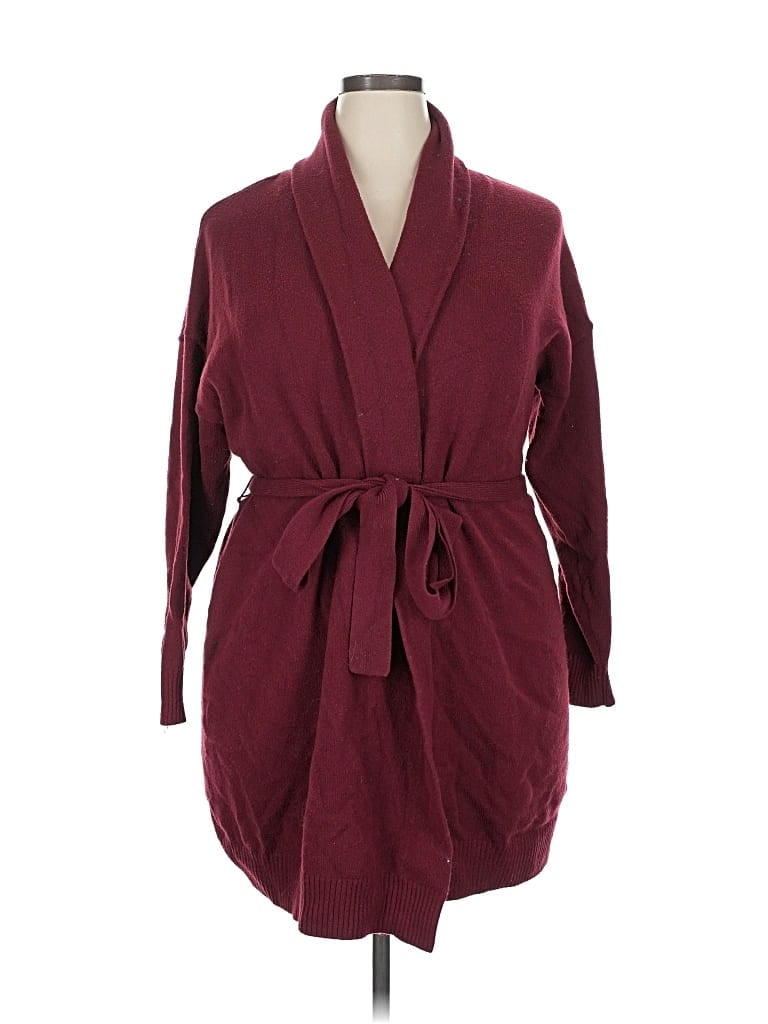 Pre-owned Lane Bryant Cardigan Sweater In Burgundy
