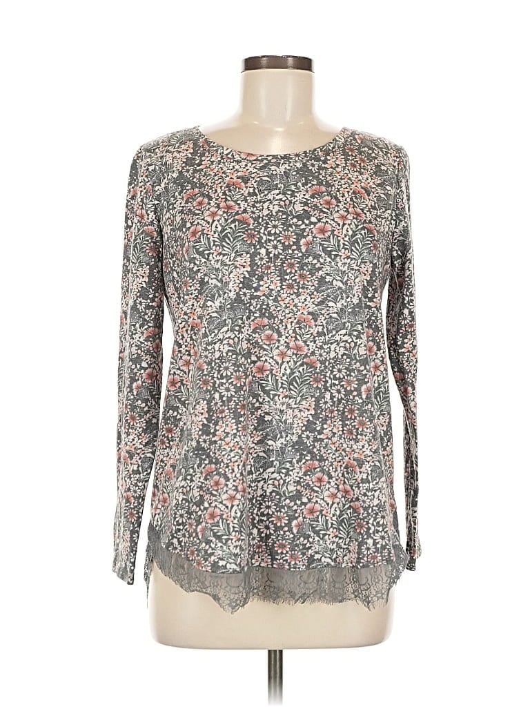 Pre-owned Lc Lauren Conrad Long Sleeve Blouse In Gray
