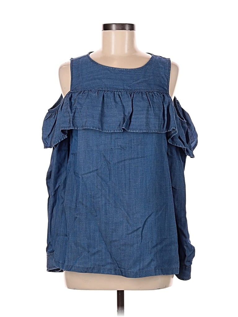 Pre-owned Ann Taylor Loft Sleeveless Blouse In Blue