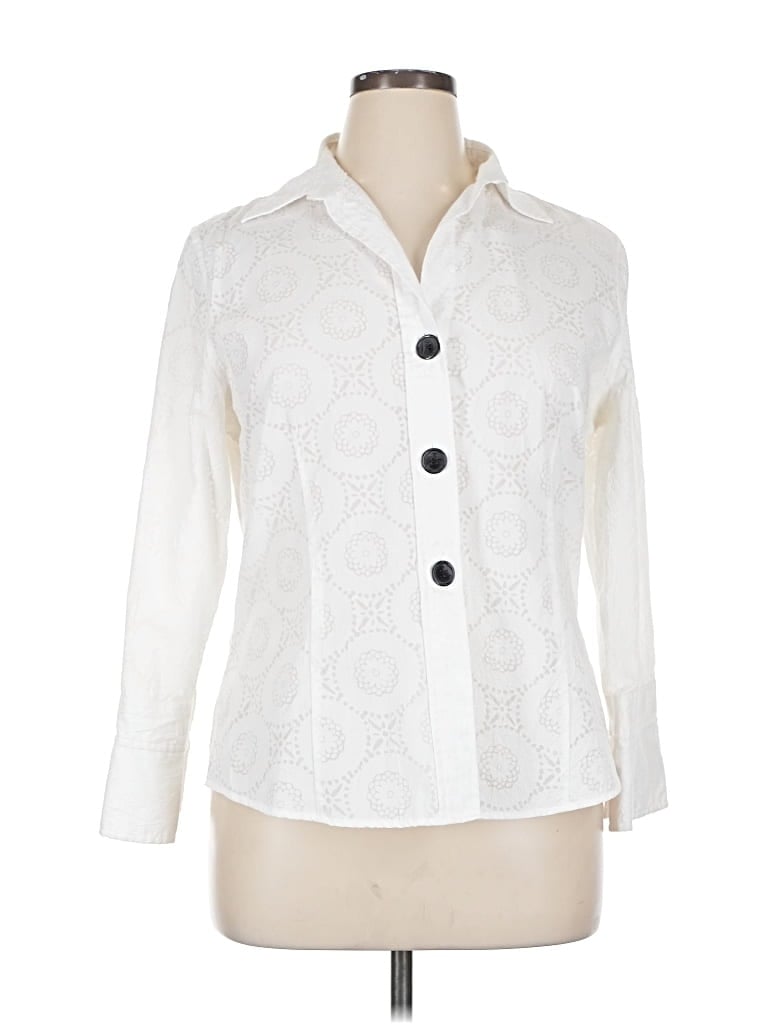 Pre-owned Foxcroft 3/4 Sleeve Blouse In White