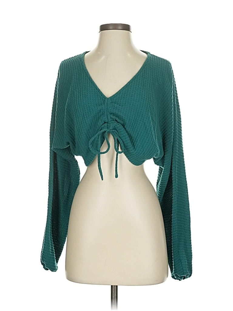 Pre-owned Out From Under Long Sleeve Blouse In Blue