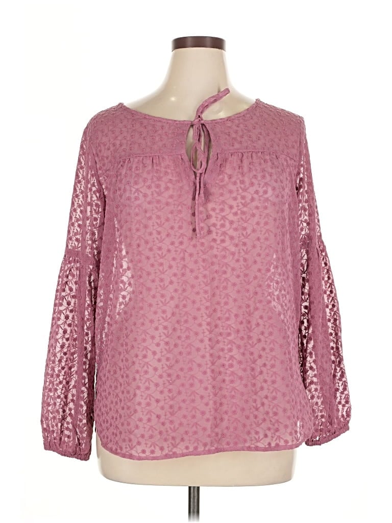 Pre-owned Ann Taylor Loft Outlet Long Sleeve Blouse In Pink