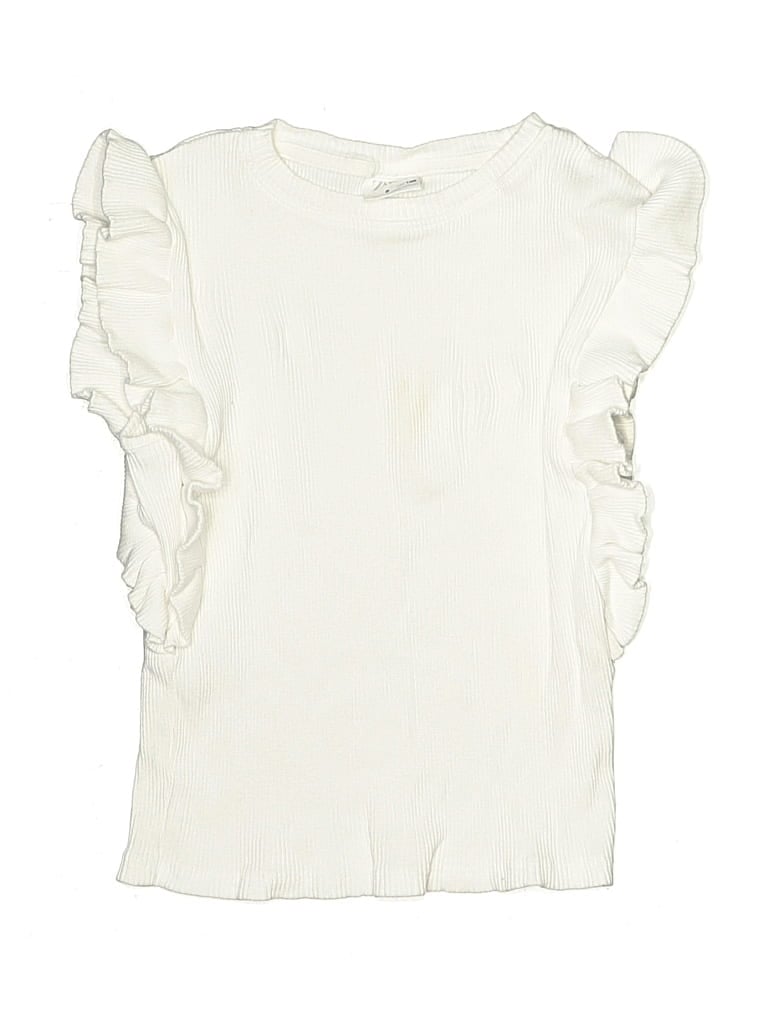 Pre-owned Zara Kids' Short Sleeve Top White Ruffles Neckline Tops
